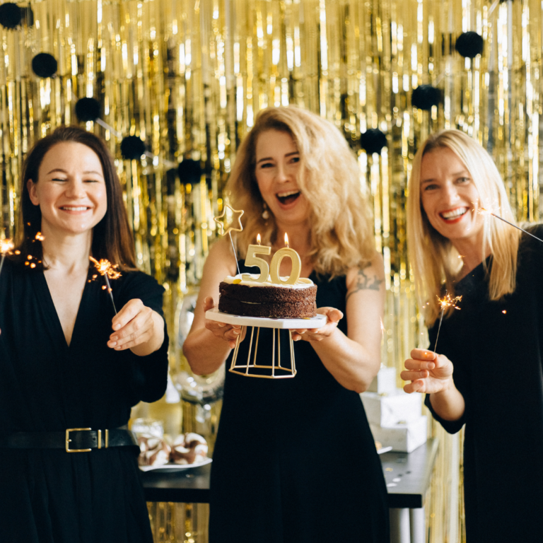 woman celebrating 50th birthday