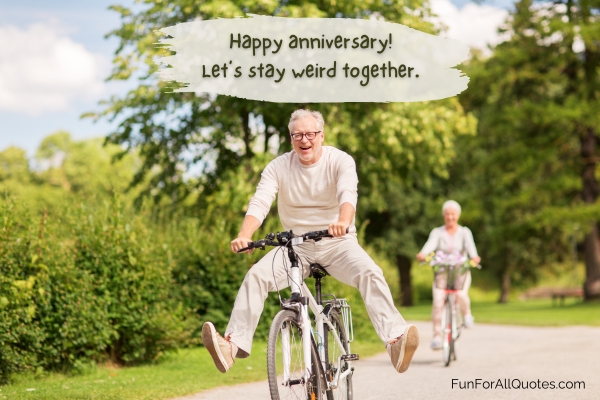 Senior couple biking, with quote overlay