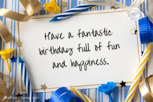 Birthday card with candles, ribbons in blue and gold decor, with birthday wish overlay